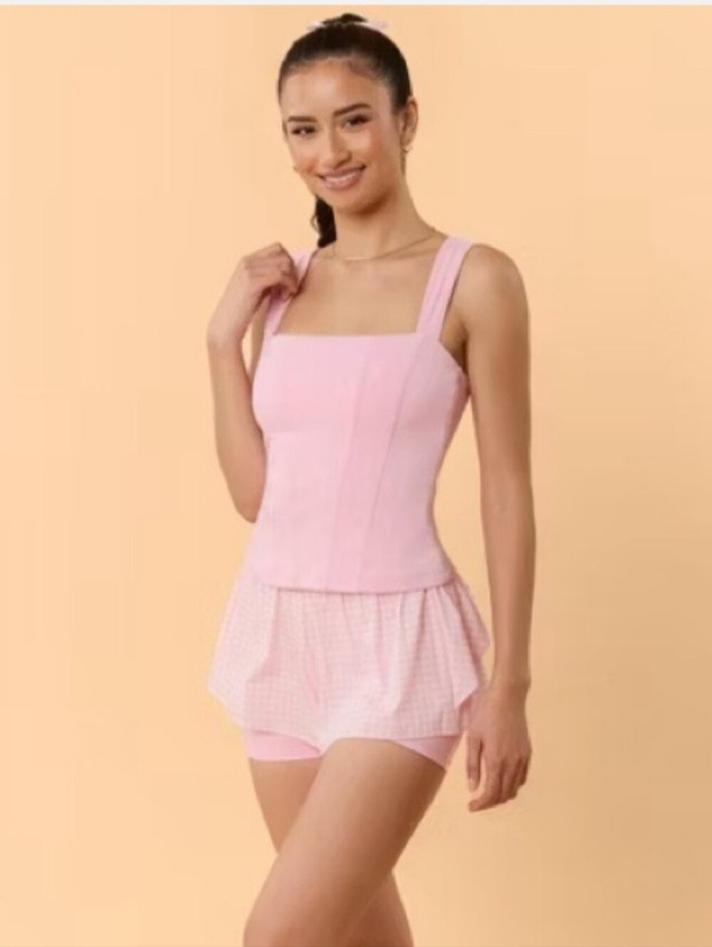 Blogilates Women's Tiny Bows Corset Tank Top Pink